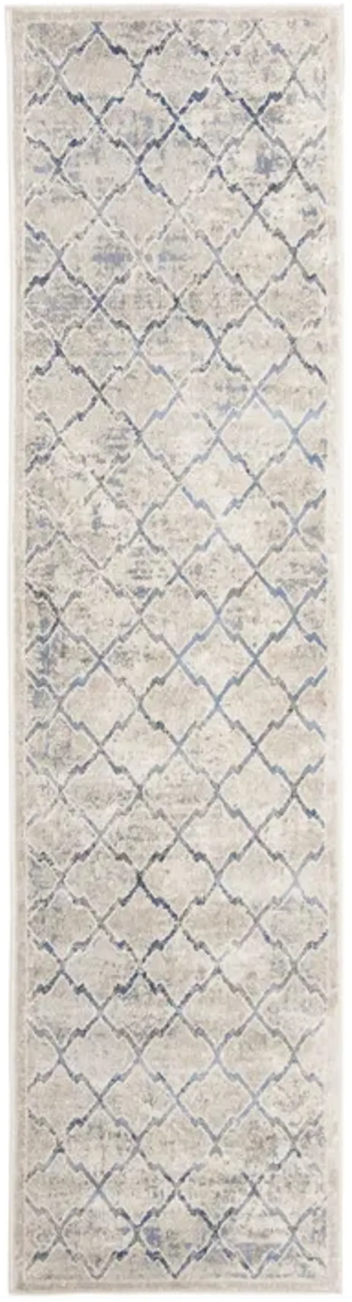 Brentwood 809 Light Grey / Blue 2' X 18' Runner Powerloomed Rug