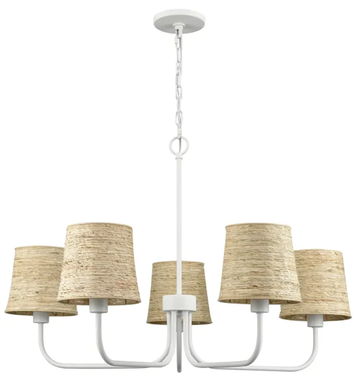 Abaca 34'' Wide 5-Light Chandelier - Textured White