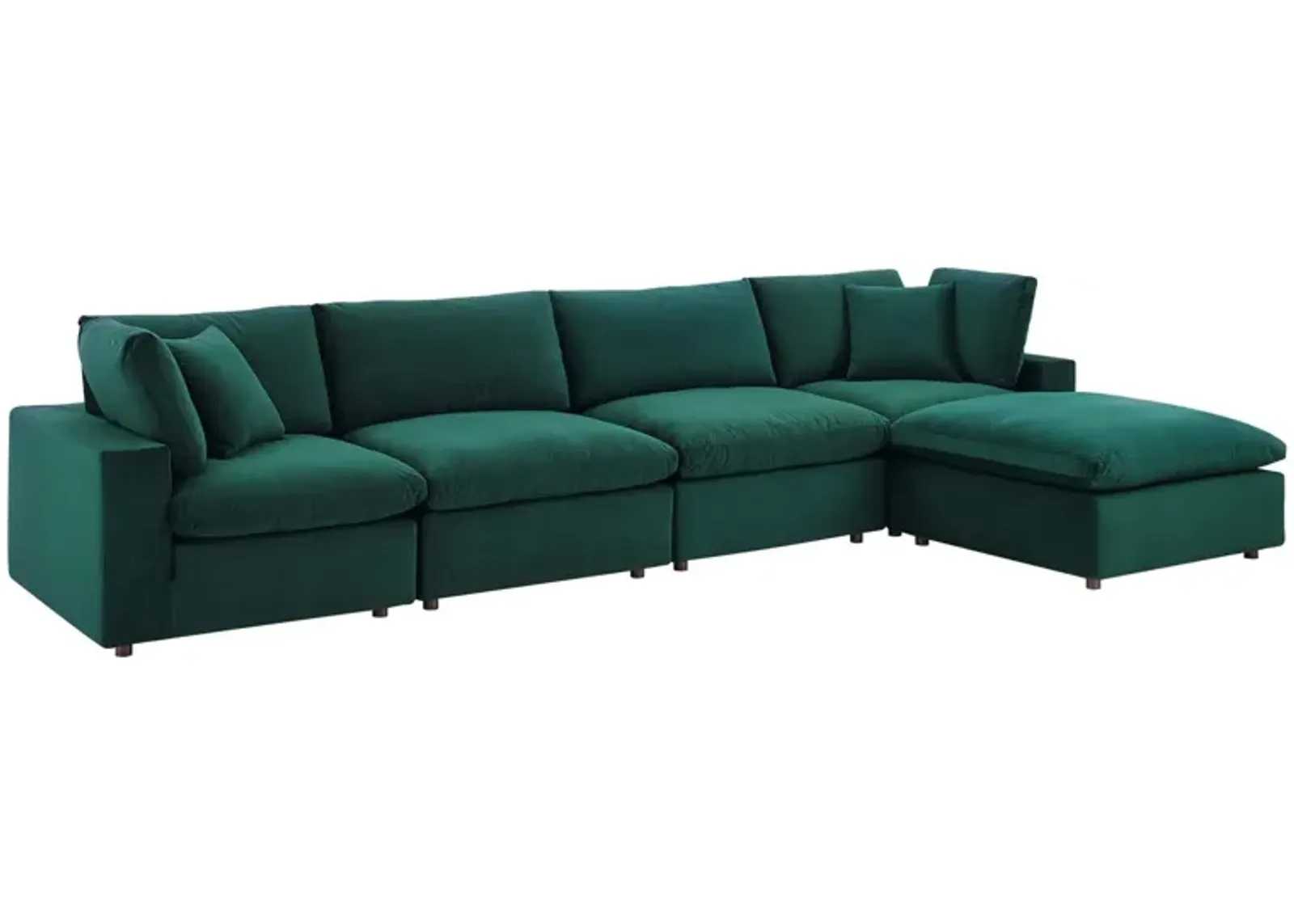 Commix Down Filled Overstuffed Performance Velvet 5-Piece Sectional Sofa