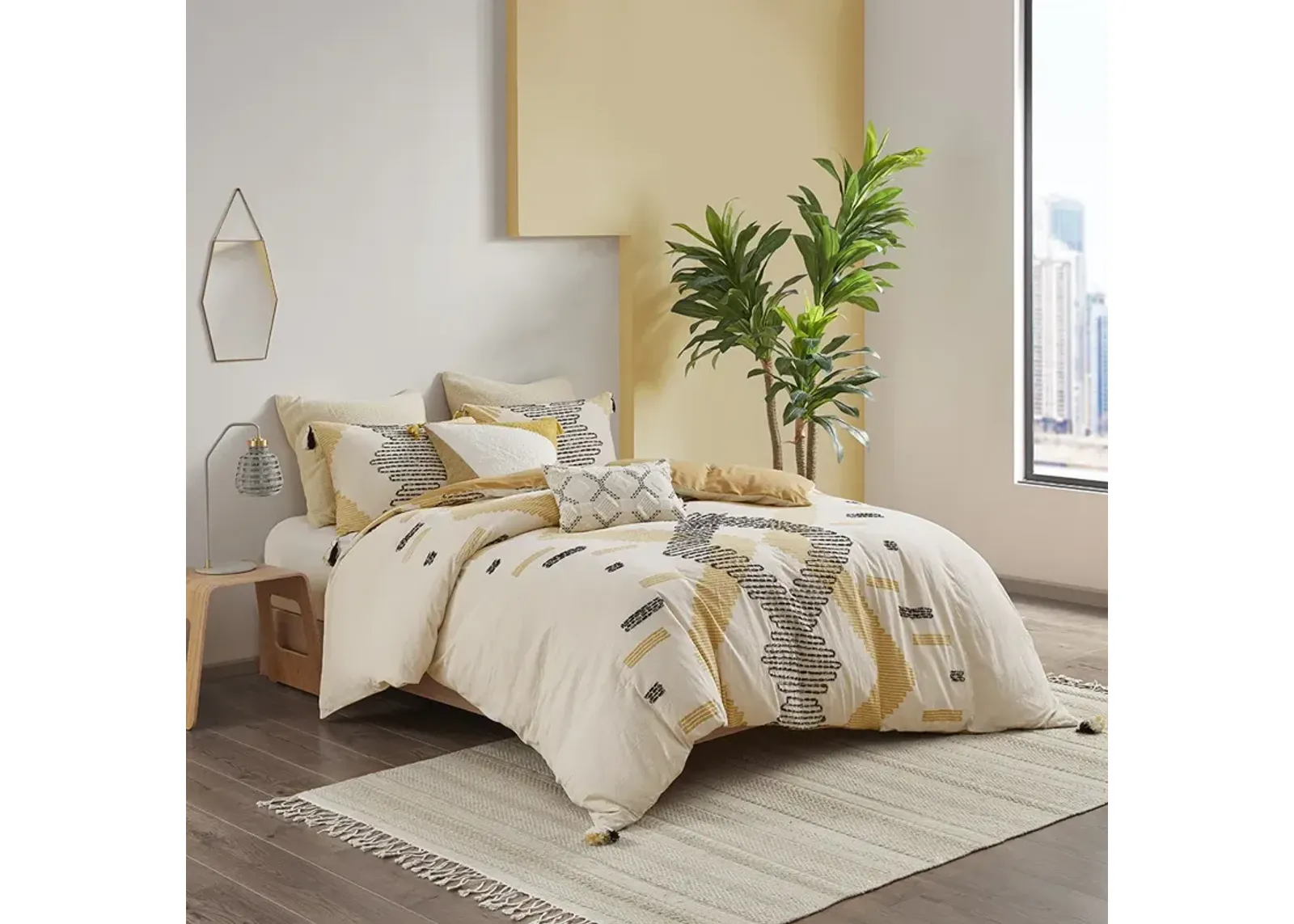 INK+IVY Arizona Yellow 3 Piece Cotton Duvet Cover Set