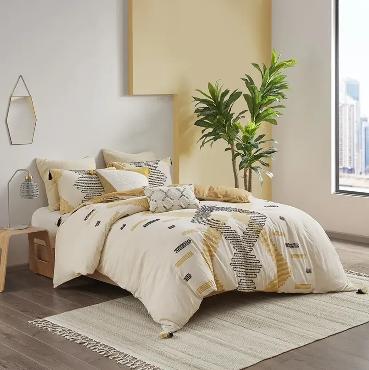 INK+IVY Arizona Yellow 3 Piece Cotton Duvet Cover Set