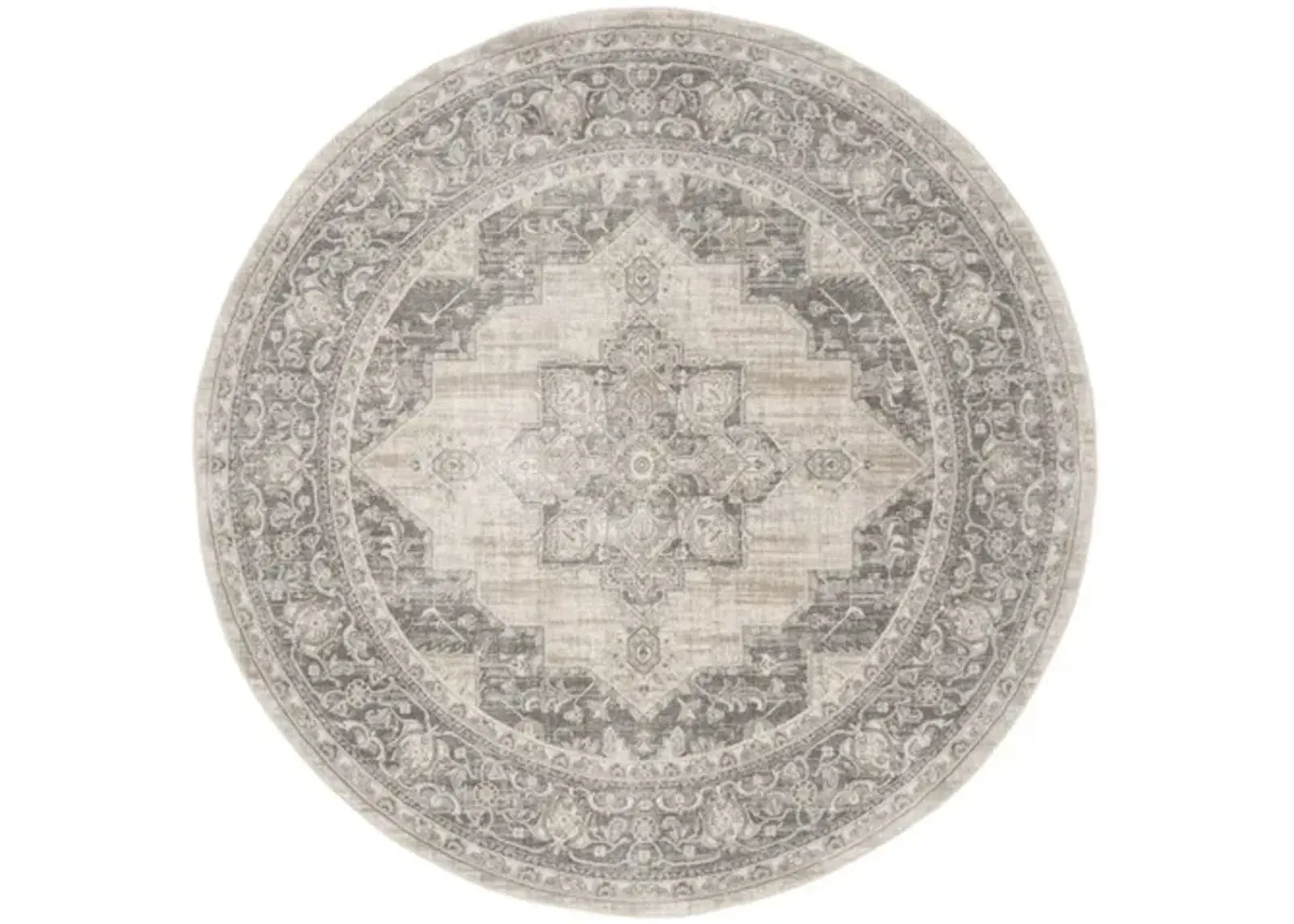 Brentwood 865 Cream / Grey 3' X 3' Round Round Powerloomed Rug