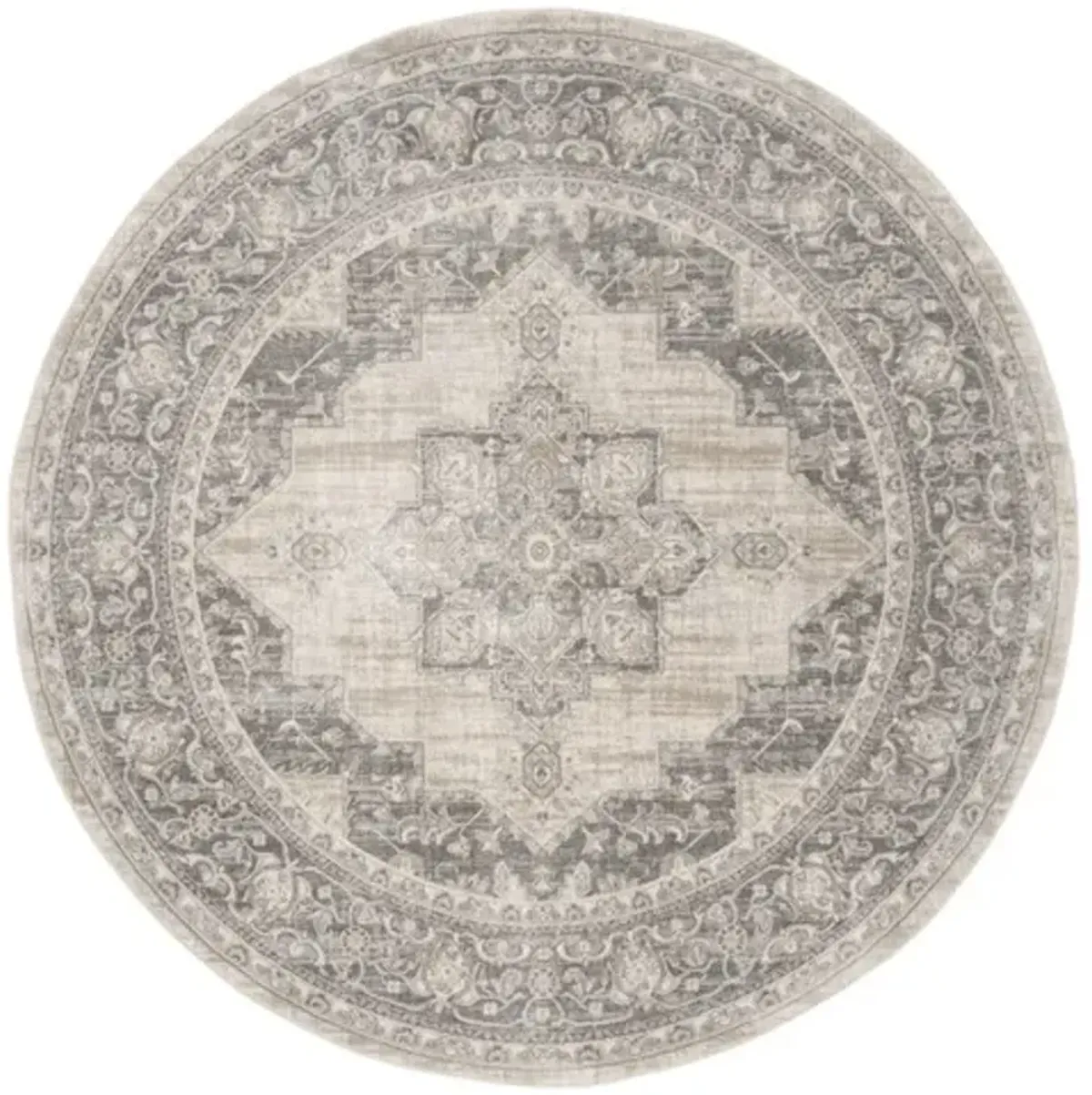 Brentwood 865 Cream / Grey 3' X 3' Round Round Powerloomed Rug