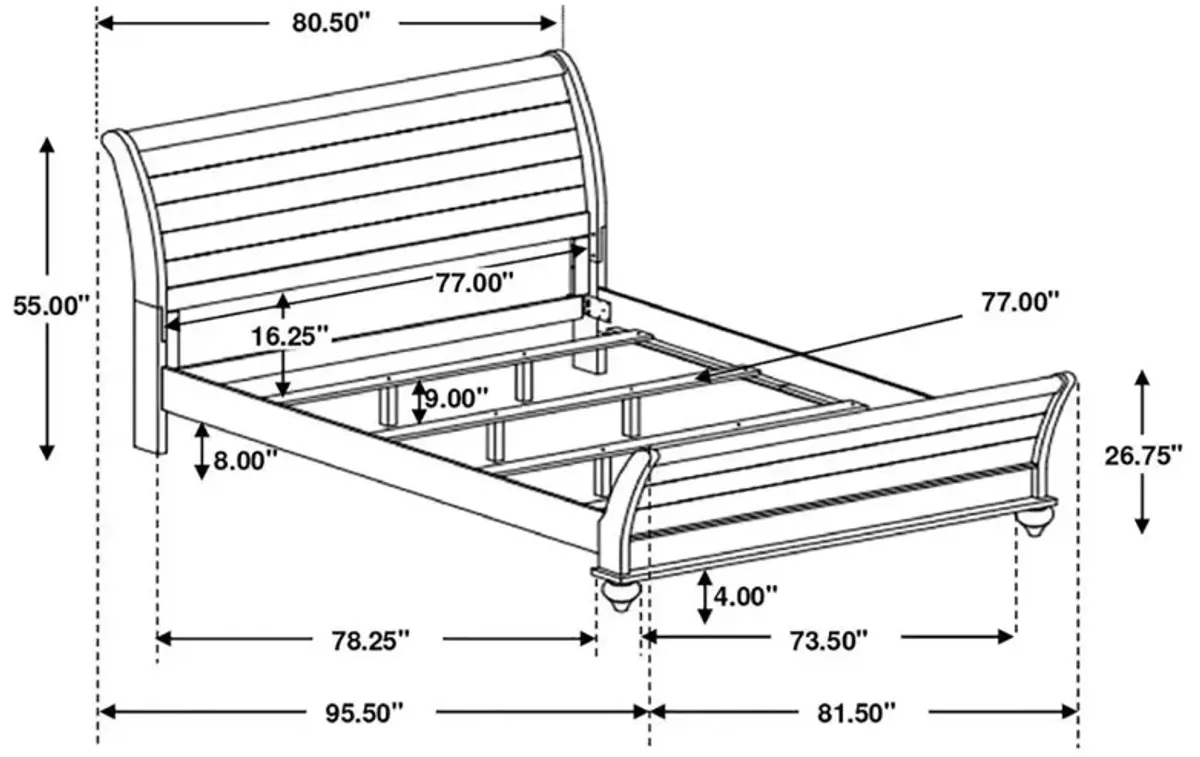 Stillwood Eastern King Sleigh Panel Bed Vintage Linen