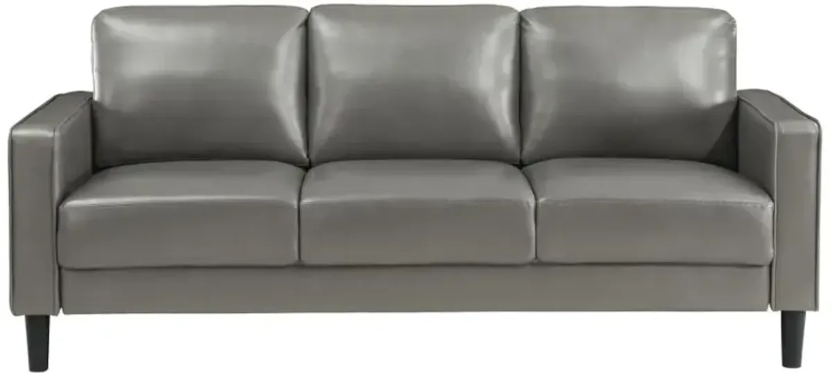 Ruth Upholstered Track Arm Faux Leather Sofa Grey