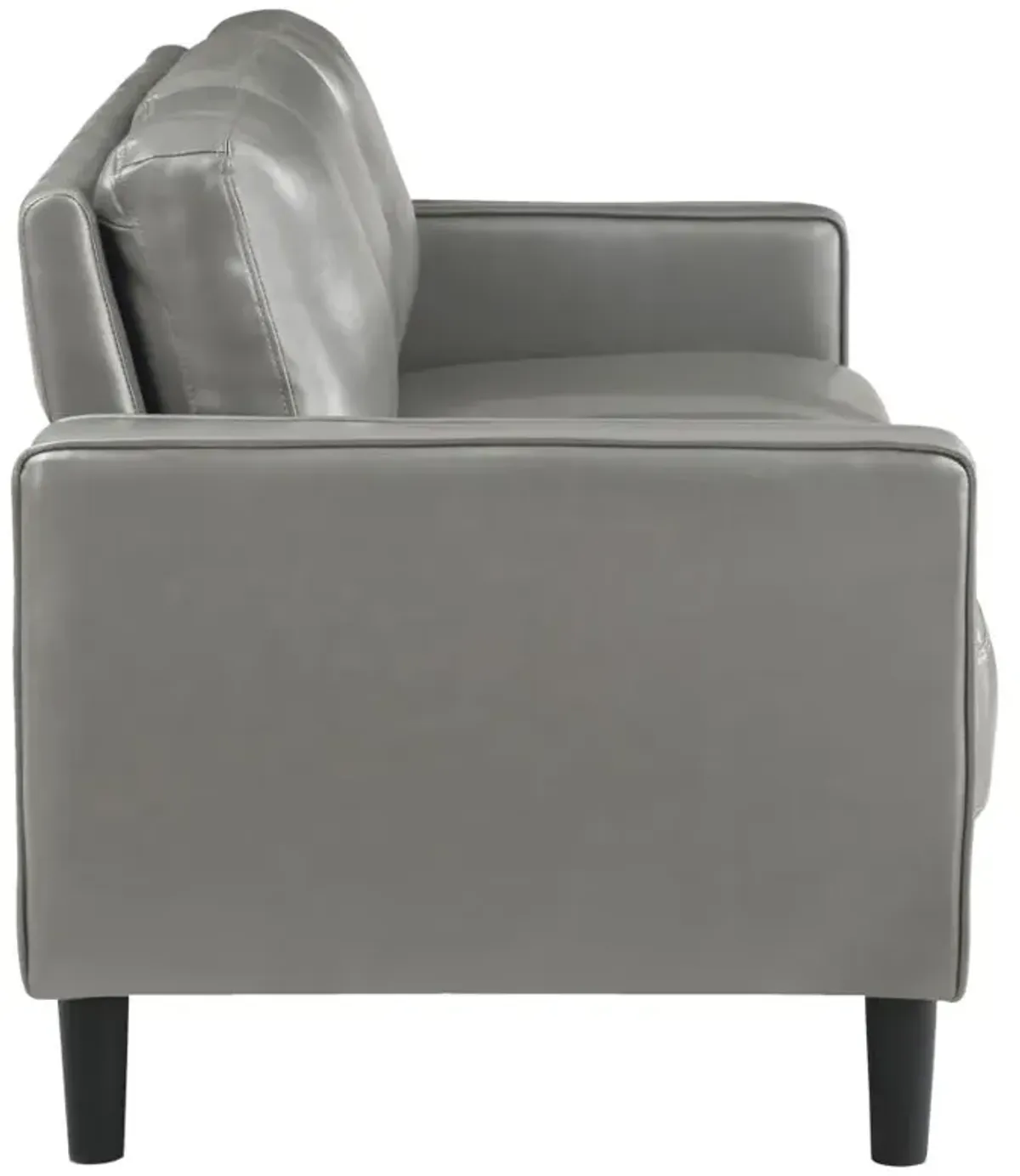 Ruth Upholstered Track Arm Faux Leather Sofa Grey