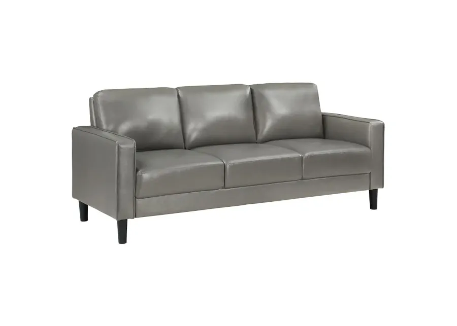 Ruth Upholstered Track Arm Faux Leather Sofa Grey