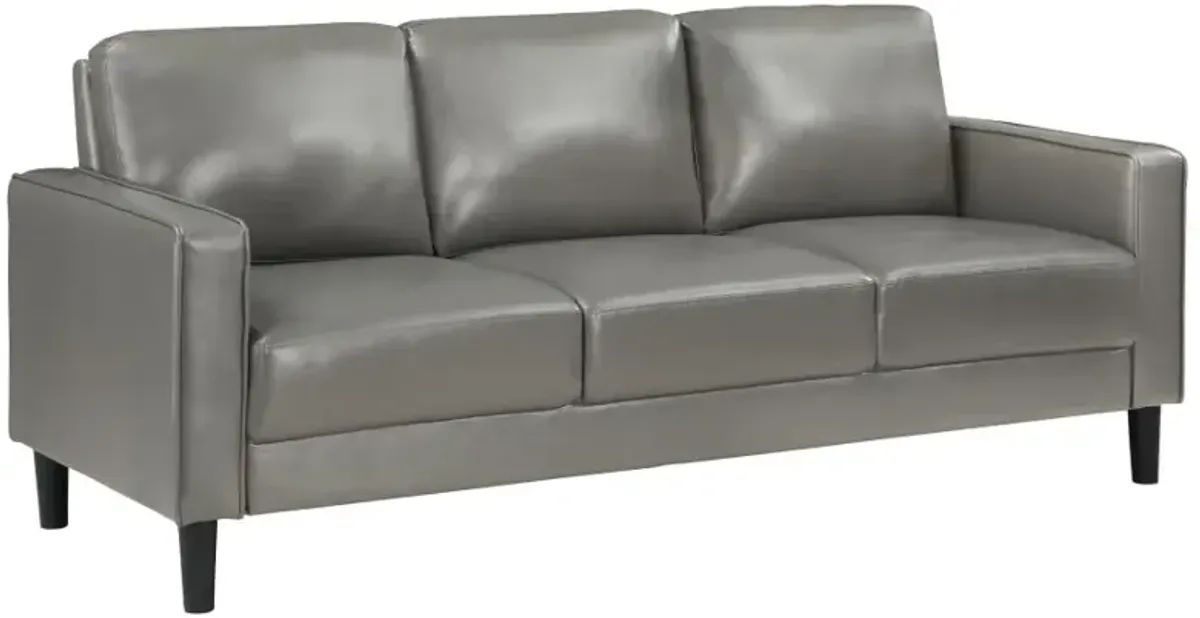 Ruth Upholstered Track Arm Faux Leather Sofa Grey