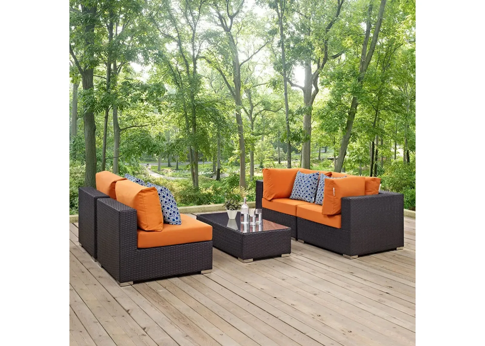 Convene 5 Piece Outdoor Patio Sectional Set