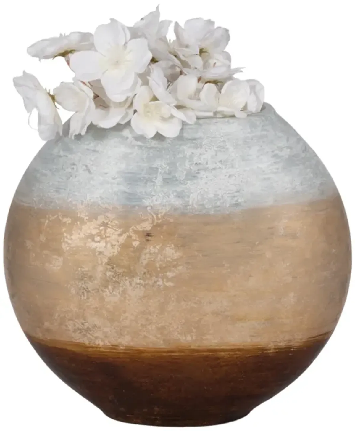 10" Gold Ombre Round Vase, White/gold