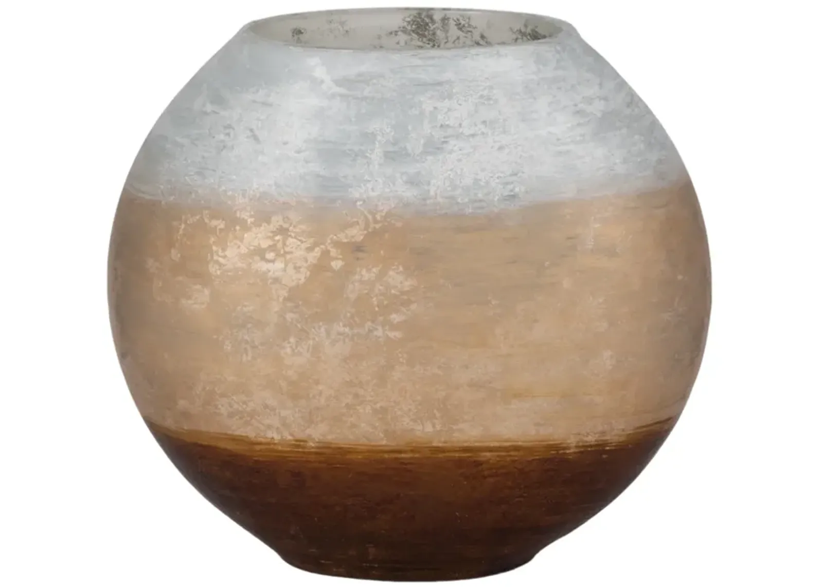 10" Gold Ombre Round Vase, White/gold