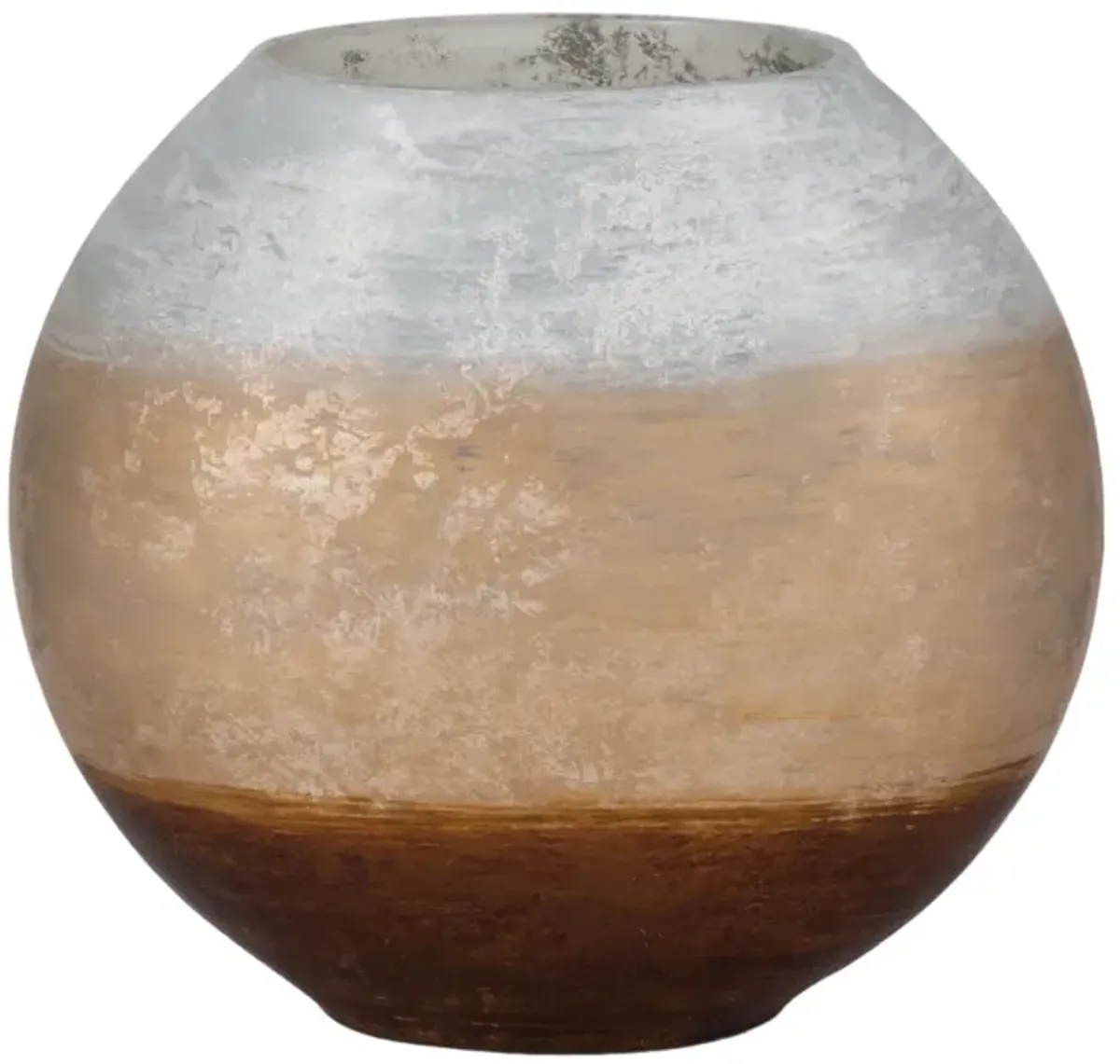 10" Gold Ombre Round Vase, White/gold