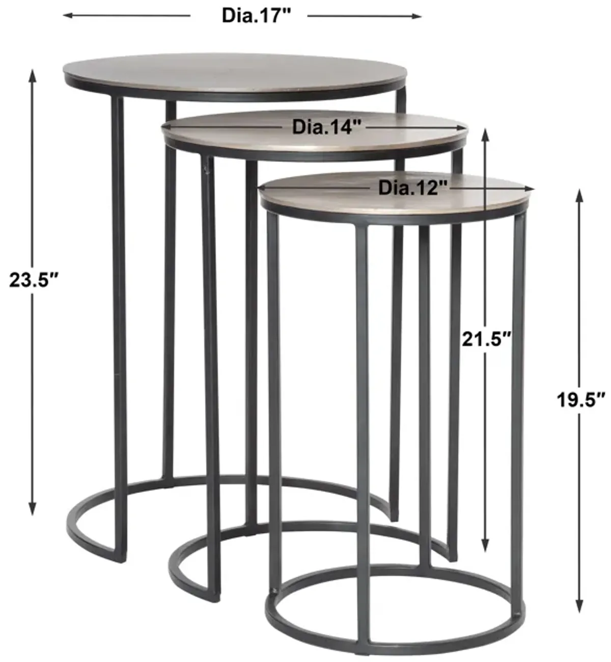 Erik Metal Nesting Tables, S/3