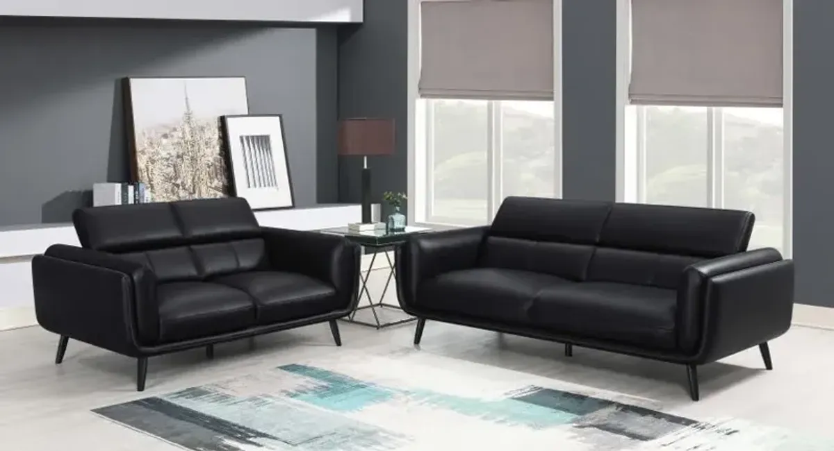 Shania 2-piece Track Arms Living Room Set Black