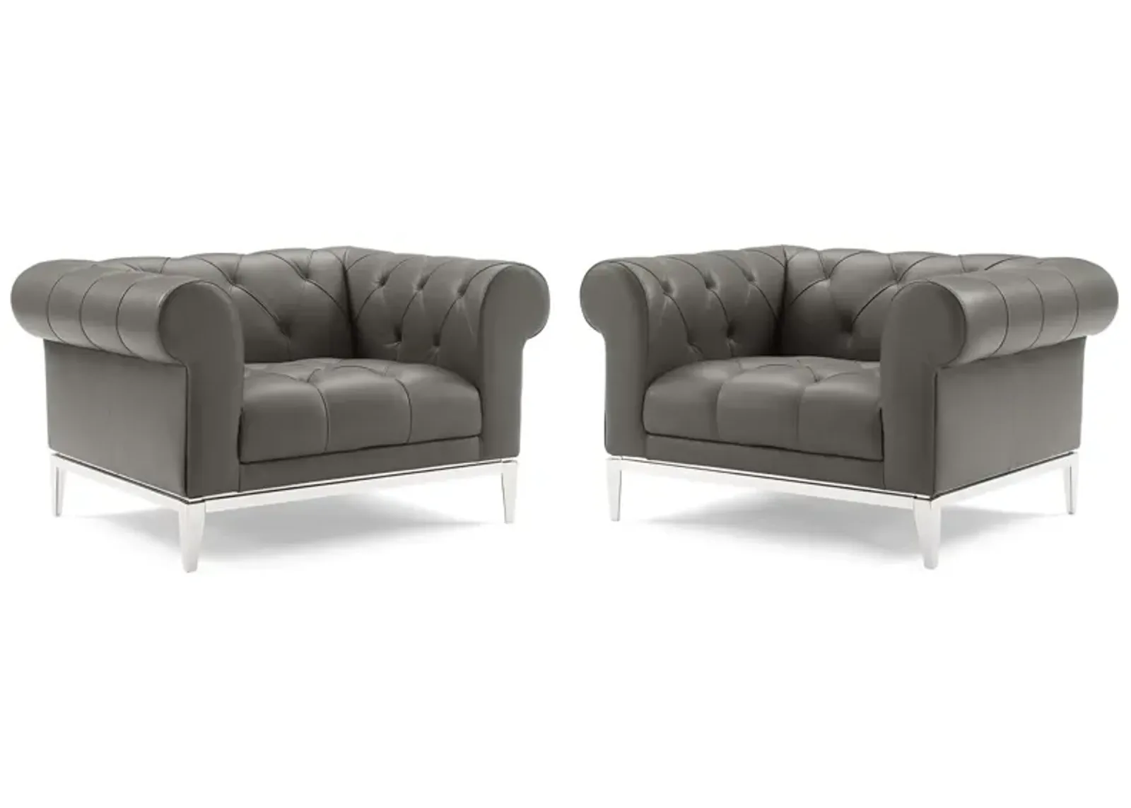 Idyll Tufted Upholstered Leather Armchair Set of 2