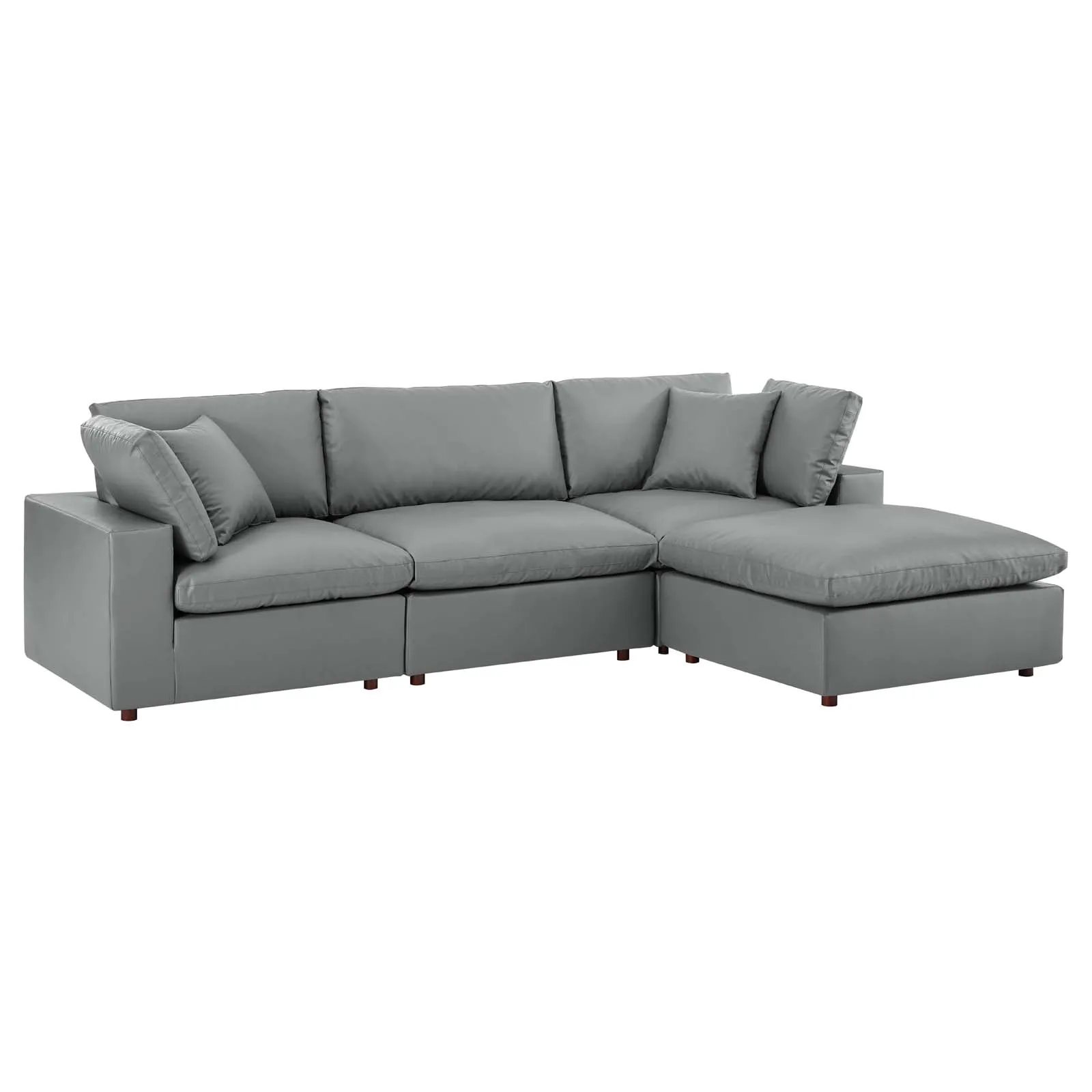 Commix Down Filled Vegan Leather 4-Piece Sectional 