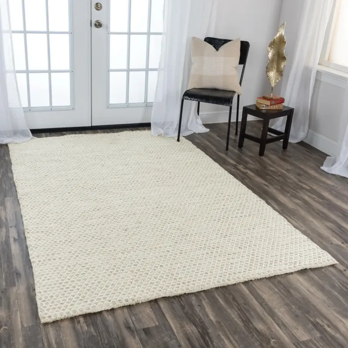 Windsor Beige Basket weave Wool 5' x 7'6" Rectangle Rug