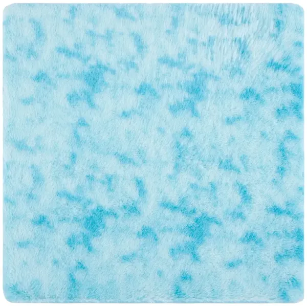 RAINBOW SHAG 100 AQUA 4' x 4' Square Square Rug
