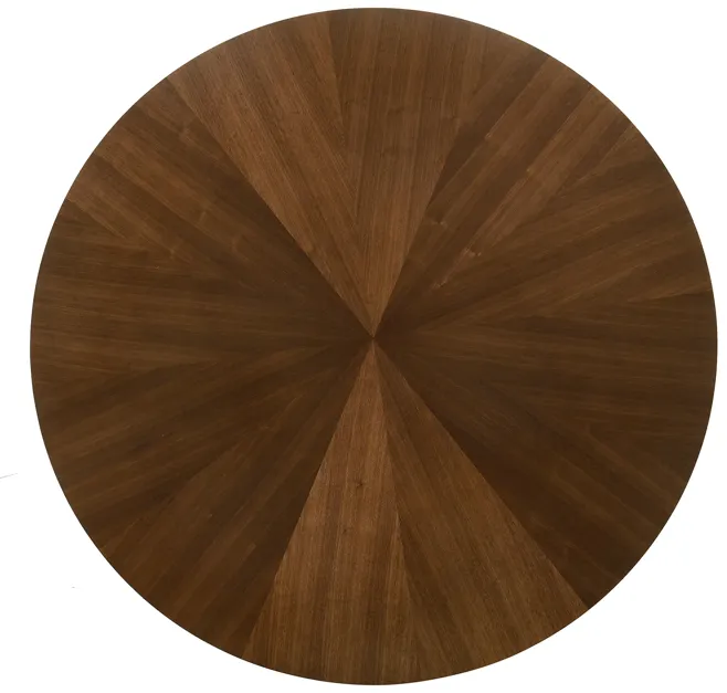 Cirque 54" Round Walnut Wood and Metal Pedestal Dining Table