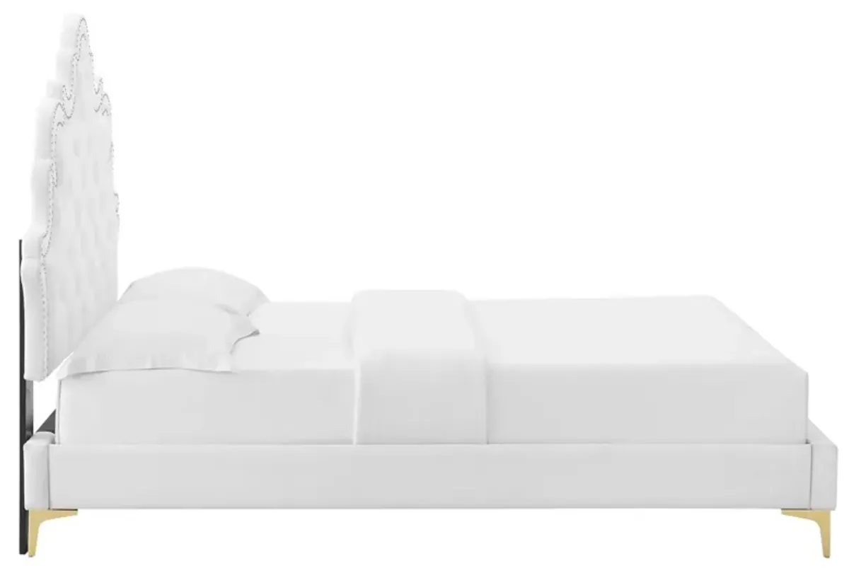 Sasha Button-Tufted Performance Velvet King Bed