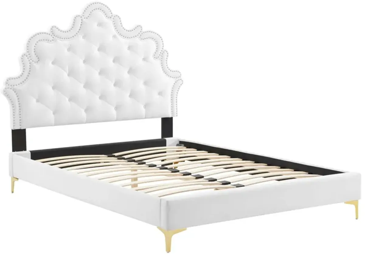 Sasha Button-Tufted Performance Velvet King Bed