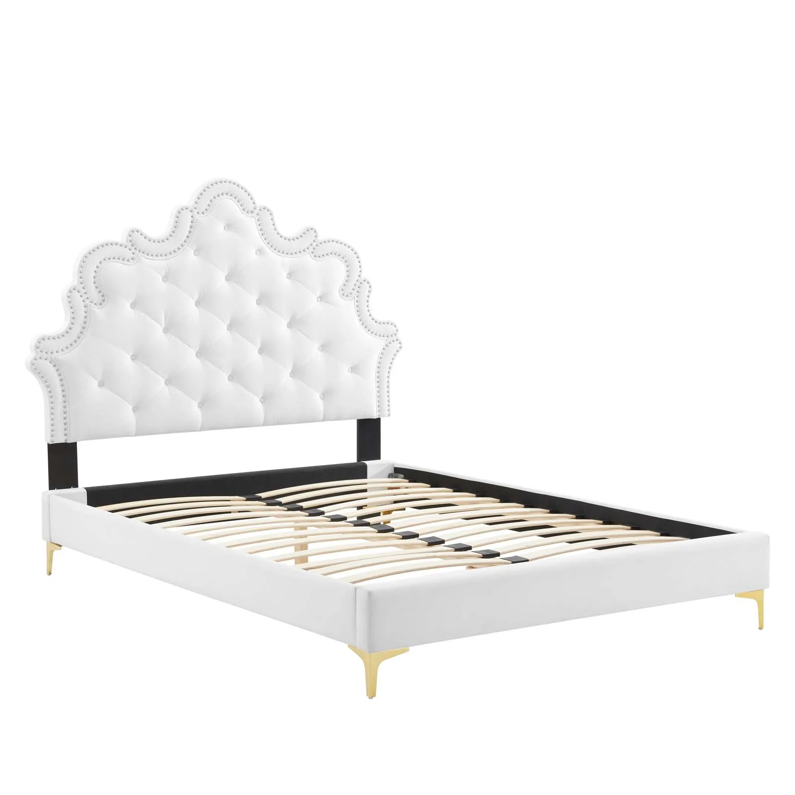 Sasha Button-Tufted Performance Velvet King Bed