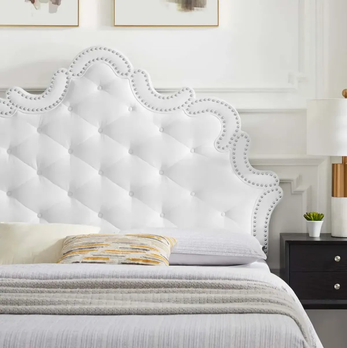 Sasha Button-Tufted Performance Velvet King Bed