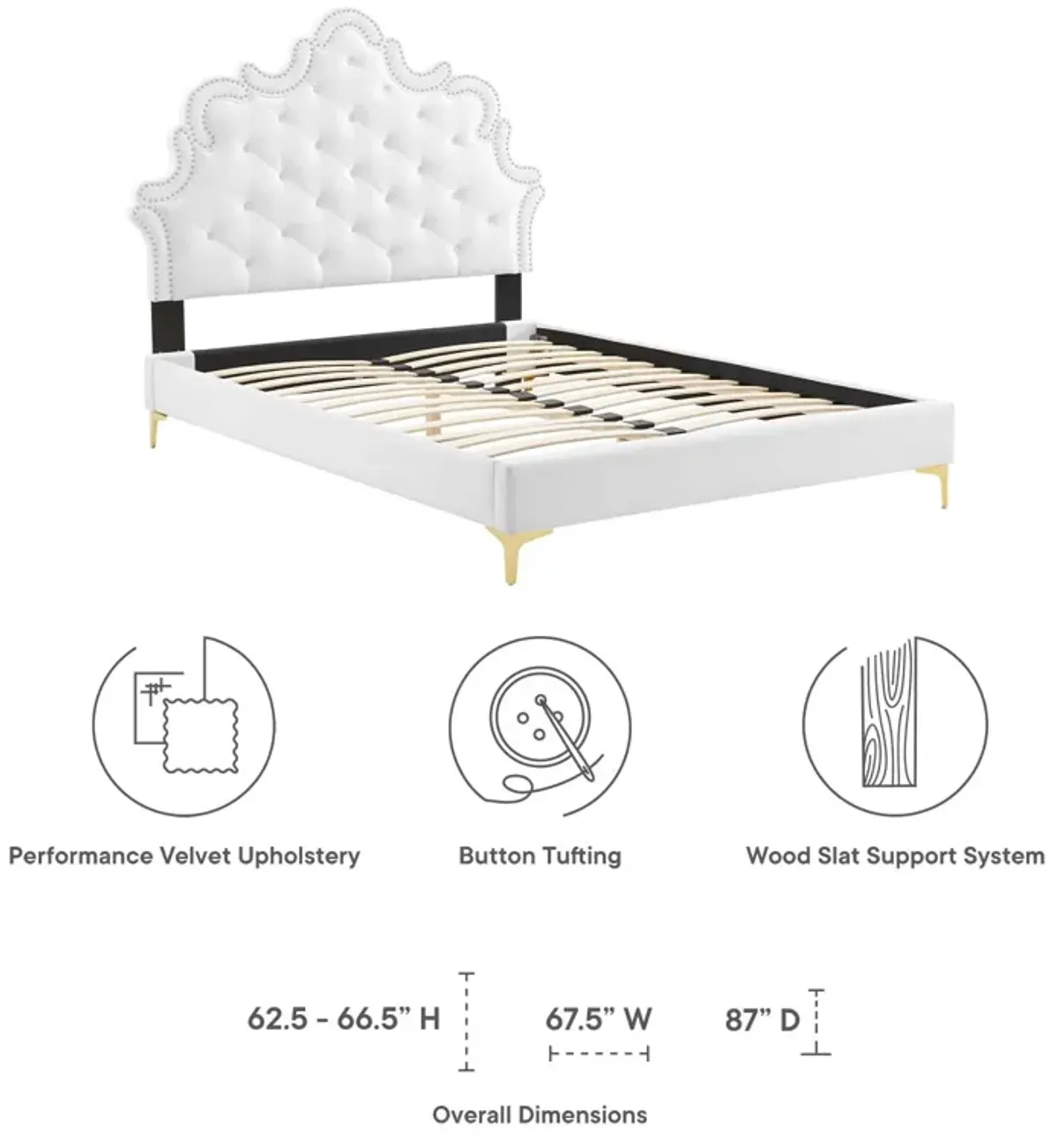 Sasha Button-Tufted Performance Velvet King Bed