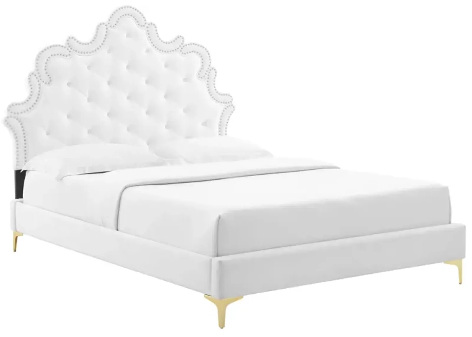 Sasha Button-Tufted Performance Velvet King Bed