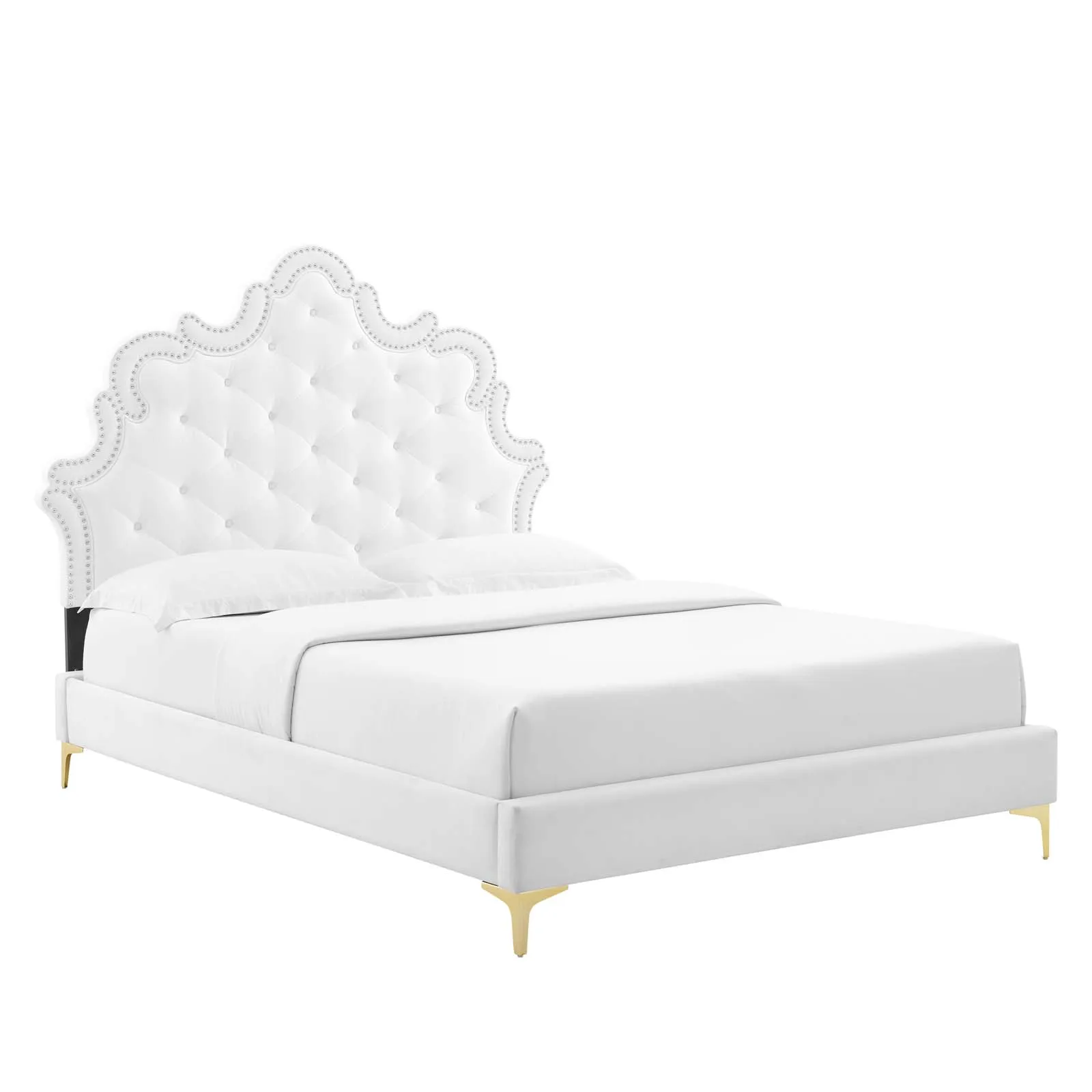 Sasha Button-Tufted Performance Velvet King Bed