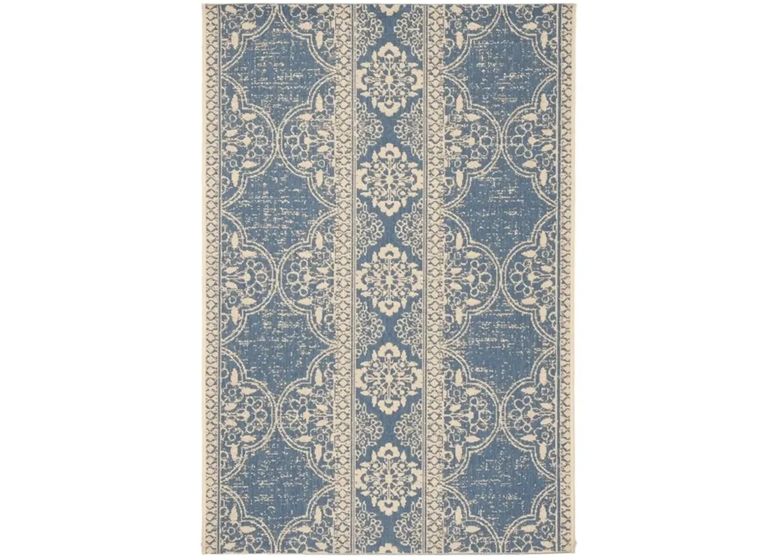 LINDEN 174 Collection LND174N-4 Cream / Blue 4' X 6'