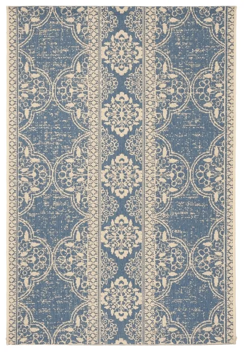 LINDEN 174 Collection LND174N-4 Cream / Blue 4' X 6'