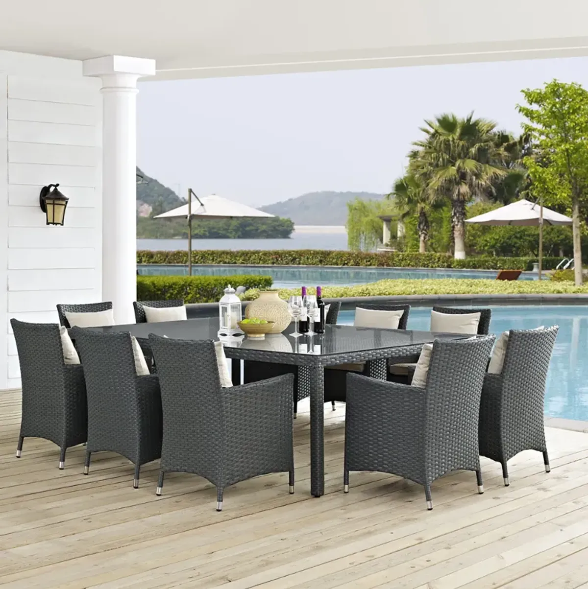 Sojourn 11 Piece Outdoor Patio Sunbrella® Dining Set