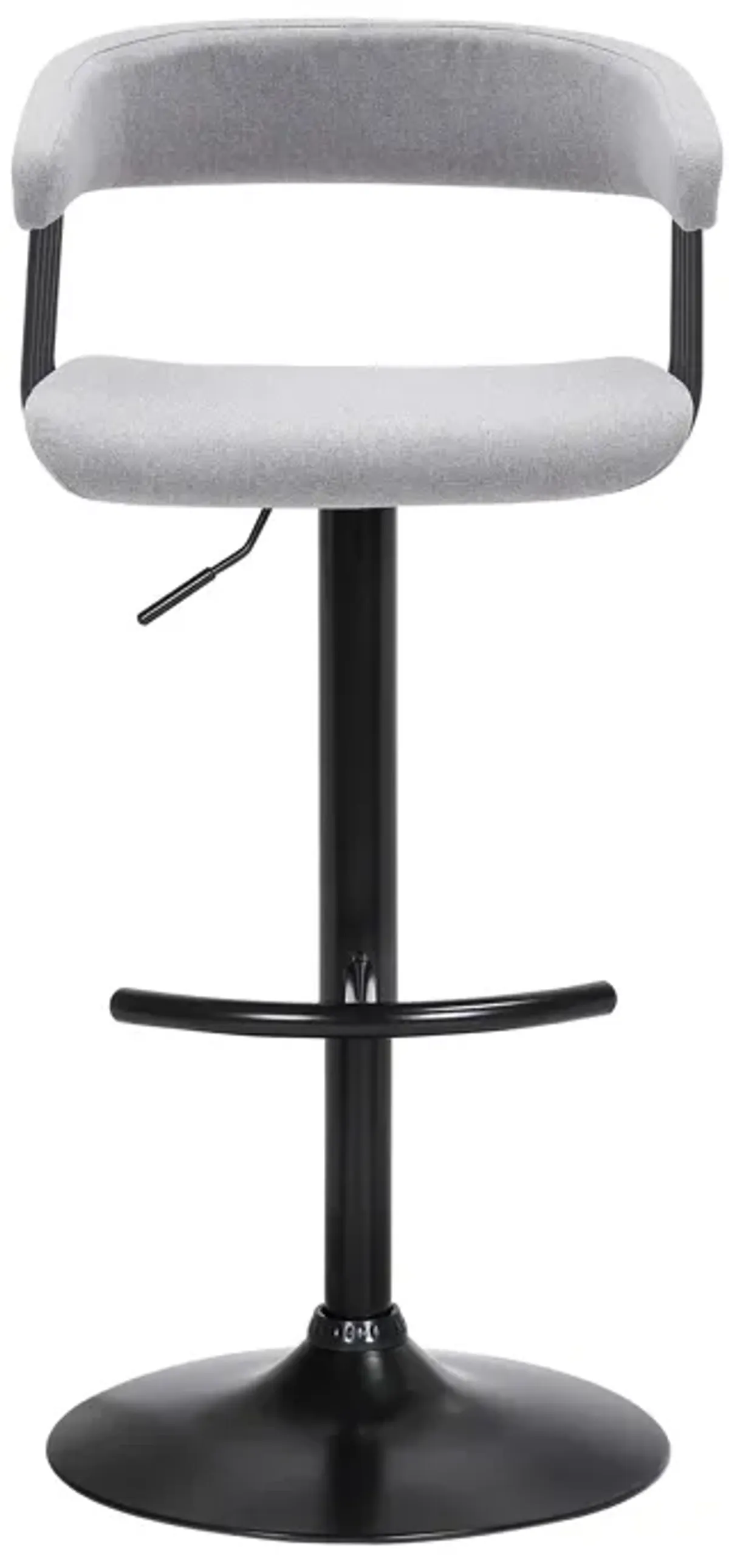 Calista Adjustable Bar Stool in Light Gray Fabric with Black Metal