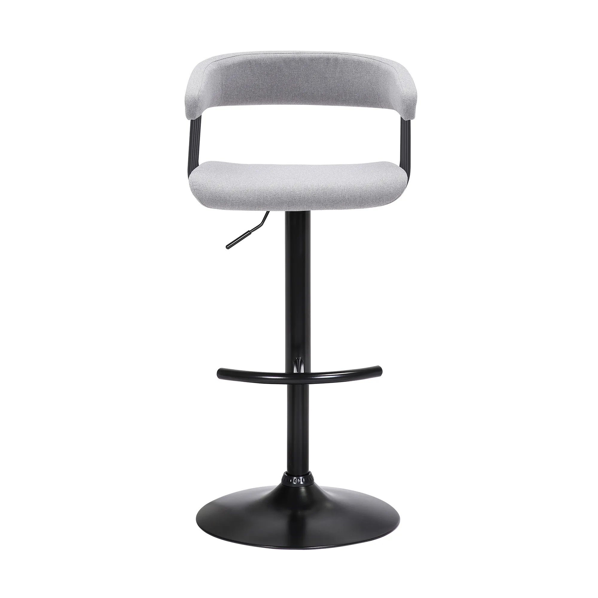 Calista Adjustable Bar Stool in Light Gray Fabric with Black Metal