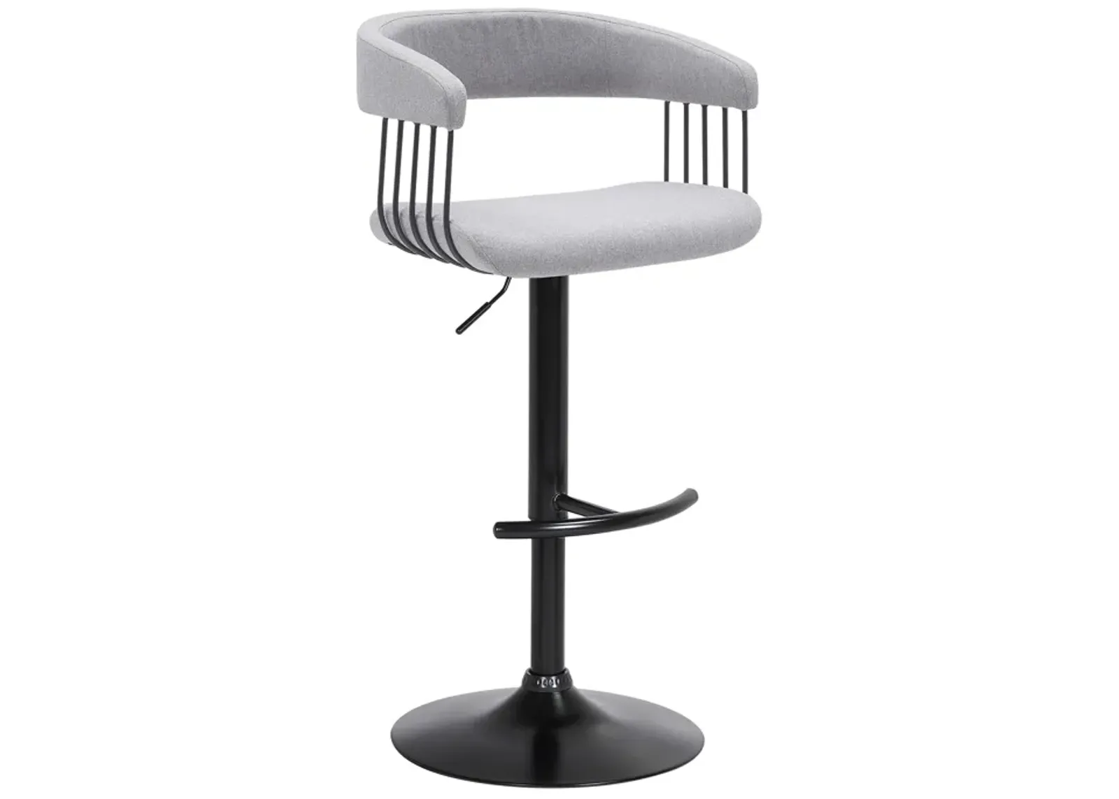 Calista Adjustable Bar Stool in Light Gray Fabric with Black Metal