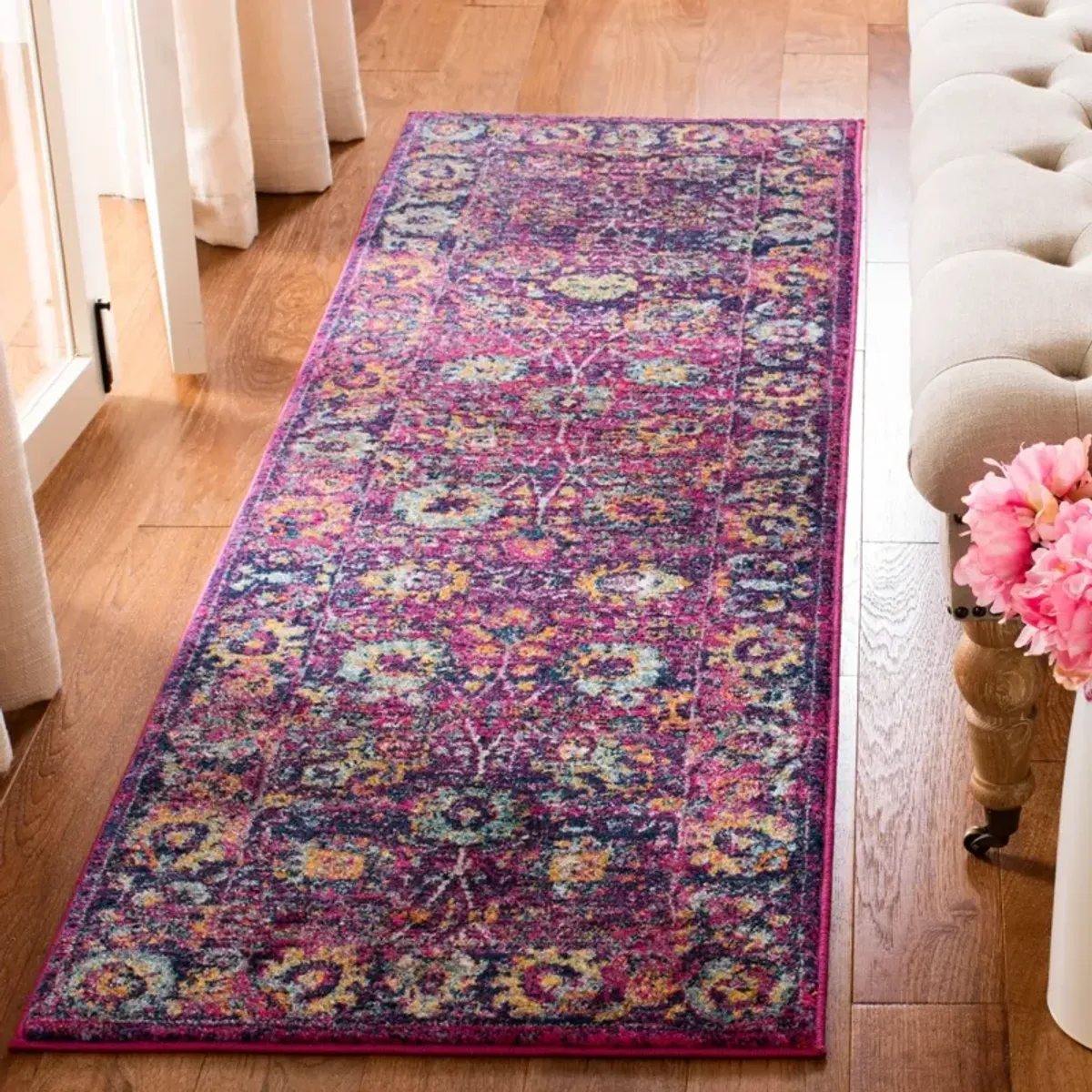 GRANADA 352 FUCHSIA  2'-2' x 13' Runner Rug