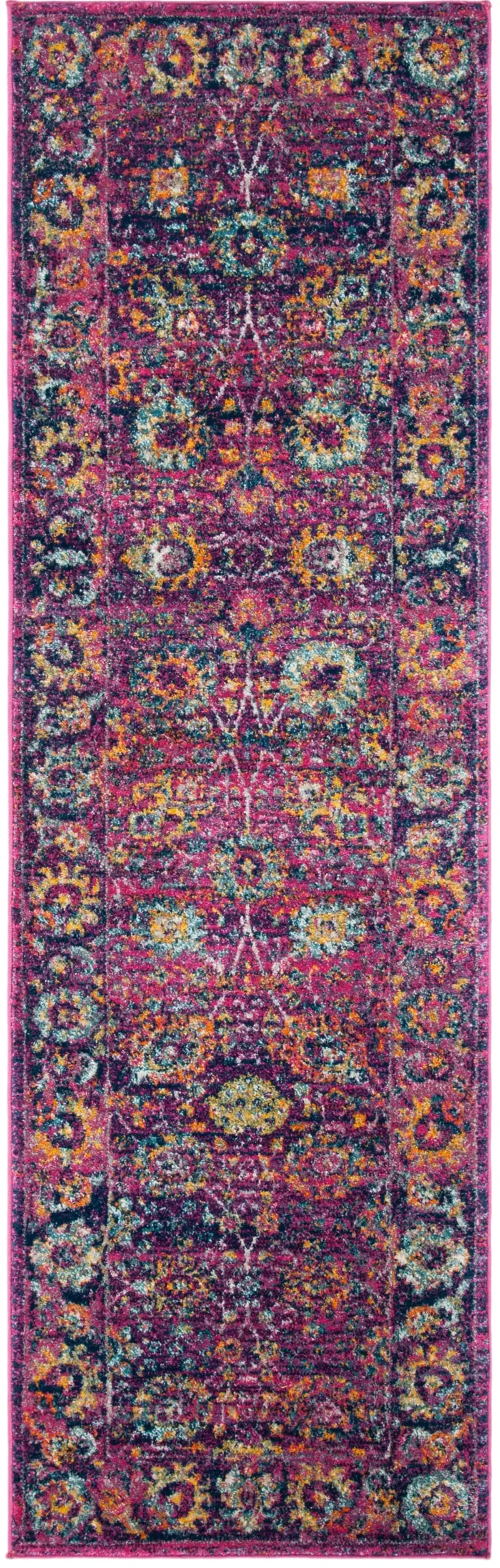 GRANADA 352 FUCHSIA  2'-2' x 13' Runner Rug