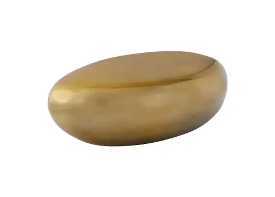 river stone coffee table, small, liquid gold