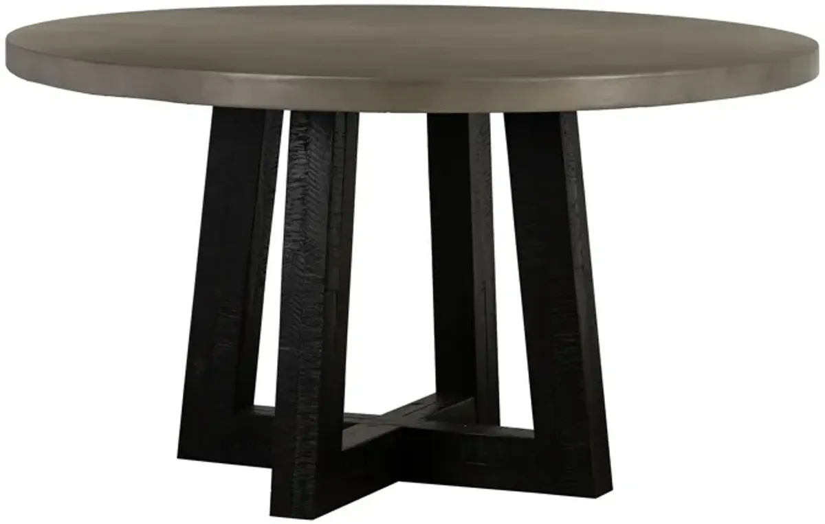 Chester Modern Concrete and Acacia Round Dining Table