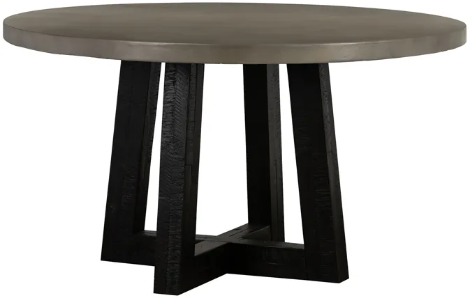 Chester Modern Concrete and Acacia Round Dining Table