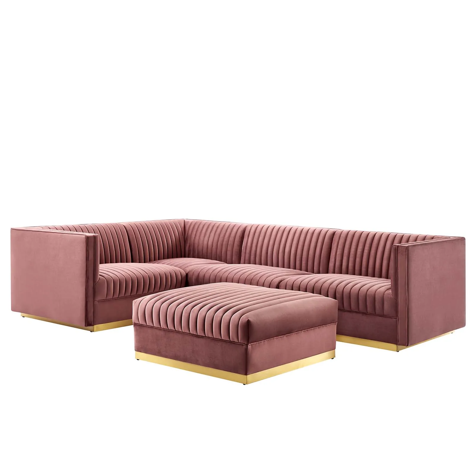 Sanguine Channel Tufted Performance Velvet 5-Piece Left-Facing Modular Sectional