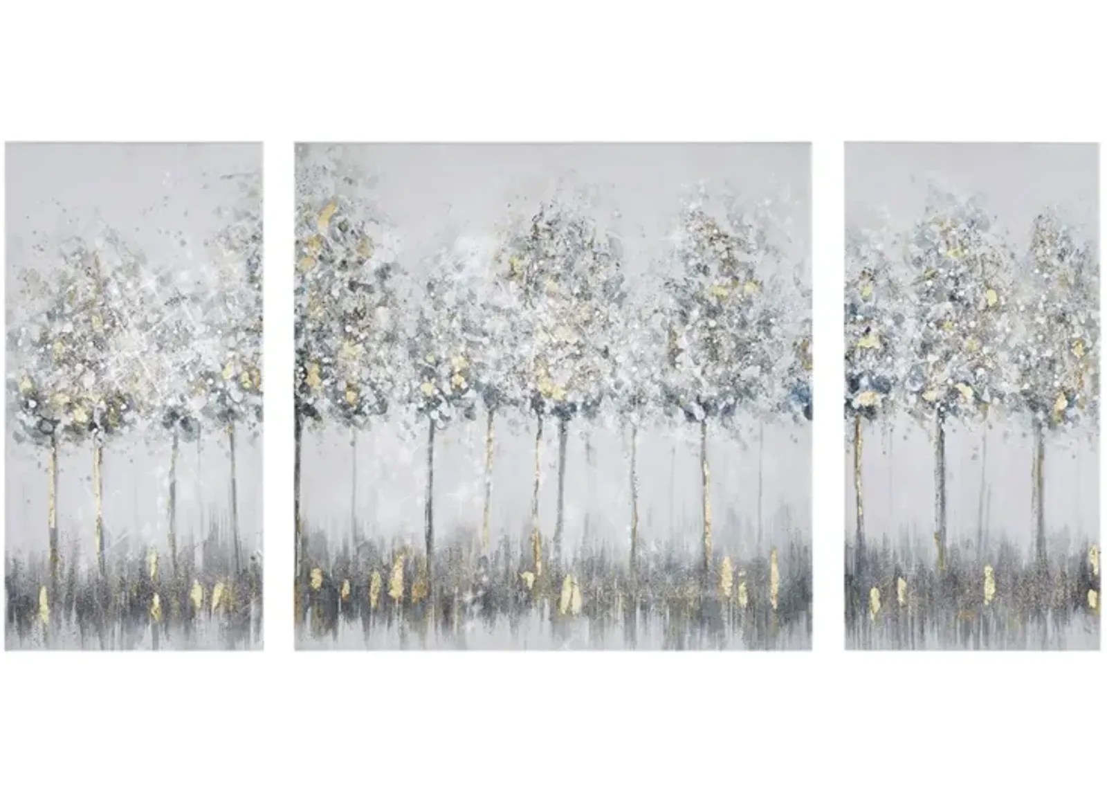 Madison Park Blue Midst Forest Blue Multi Gold Foil Triptych 3-piece Canvas Wall Art Set