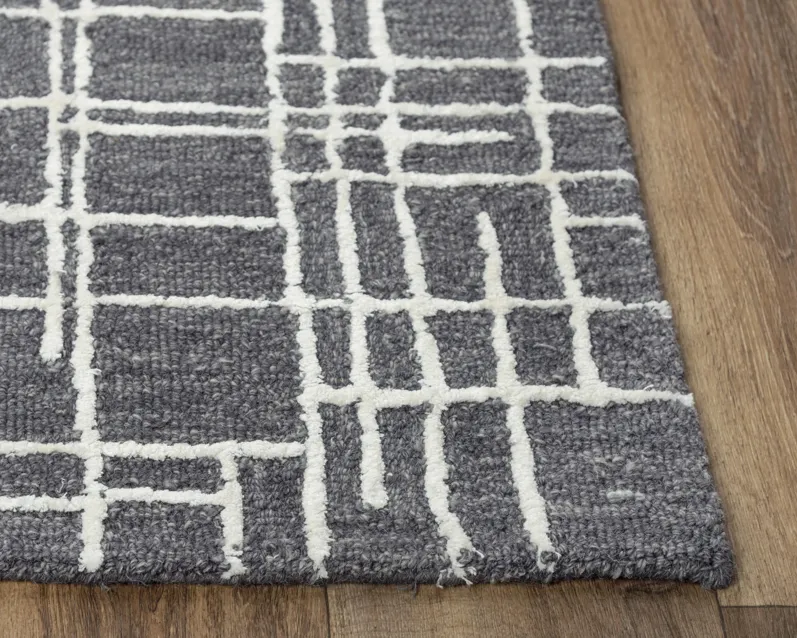 Jazz Charcoal Geometric Wool/Tencel 5' x 7'6" Rectangle Rug