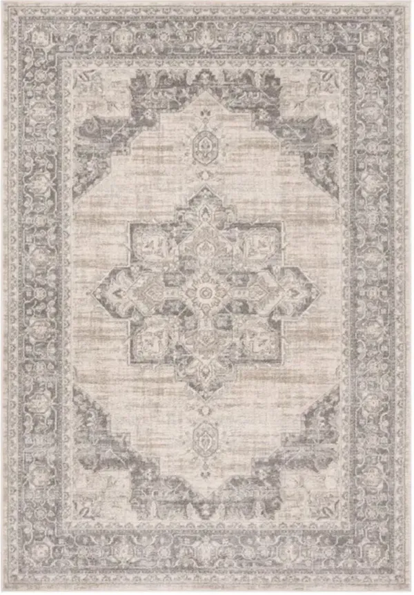 Brentwood 865 Cream / Grey 8' X 8' Round Round Powerloomed Rug