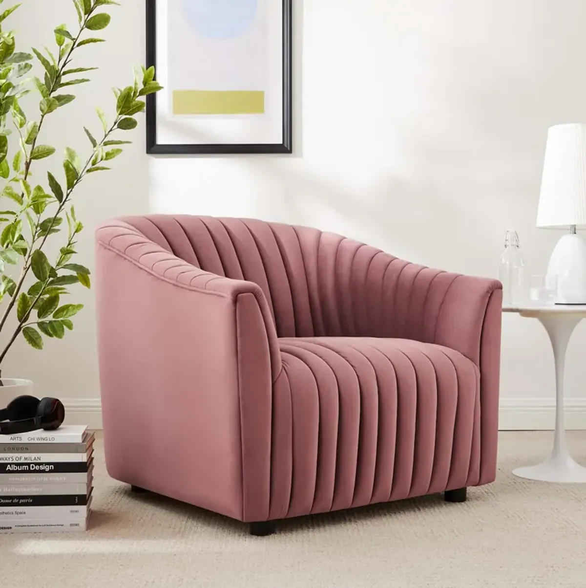 Announce Performance Velvet Channel Tufted Armchair