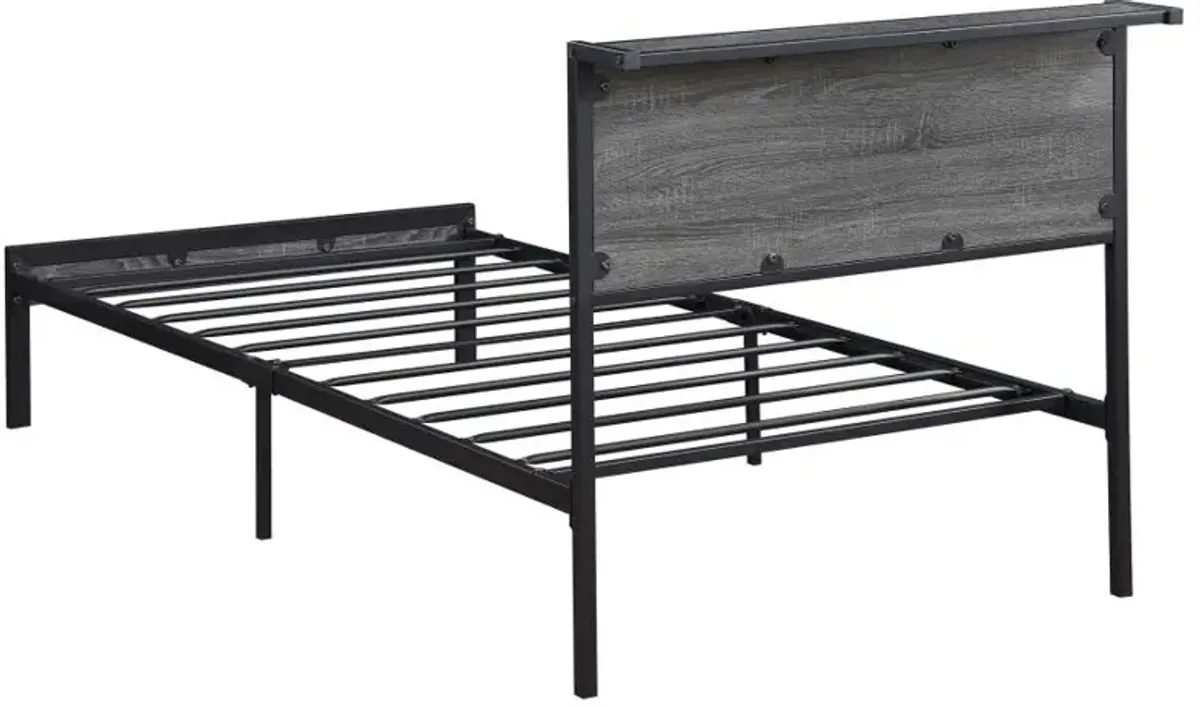 Ricky Twin Platform Bed Grey and Black