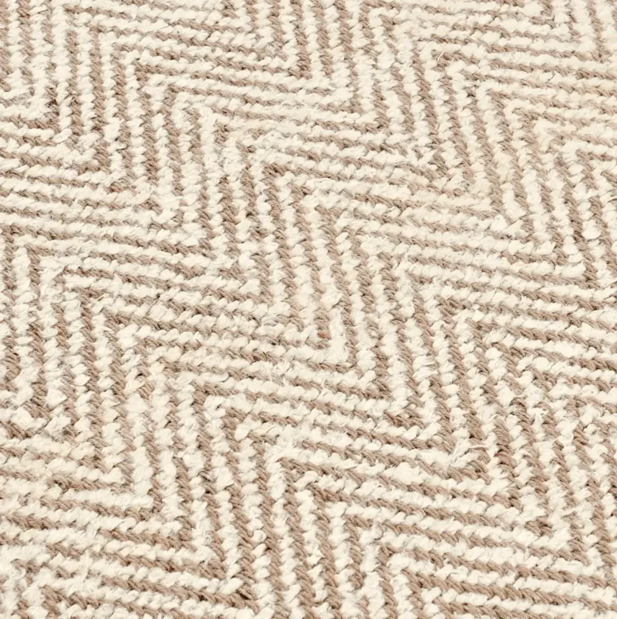 Herringbone 10'x14' Hand Spun Wool Blend Chenille Ivory Area Accent Rug