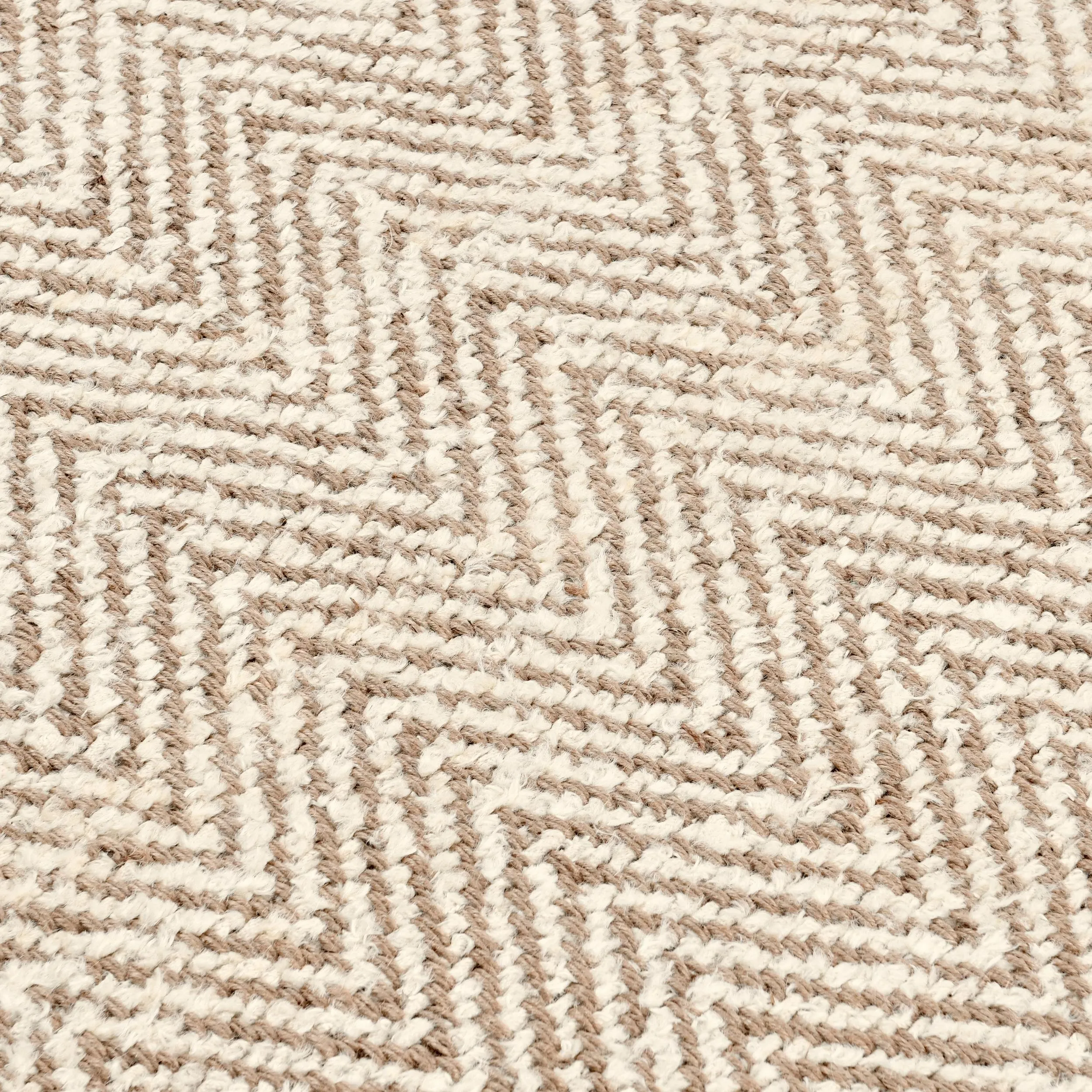 Herringbone 10'x14' Hand Spun Wool Blend Chenille Ivory Area Accent Rug