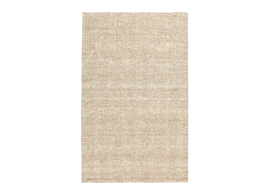 Herringbone 10'x14' Hand Spun Wool Blend Chenille Ivory Area Accent Rug